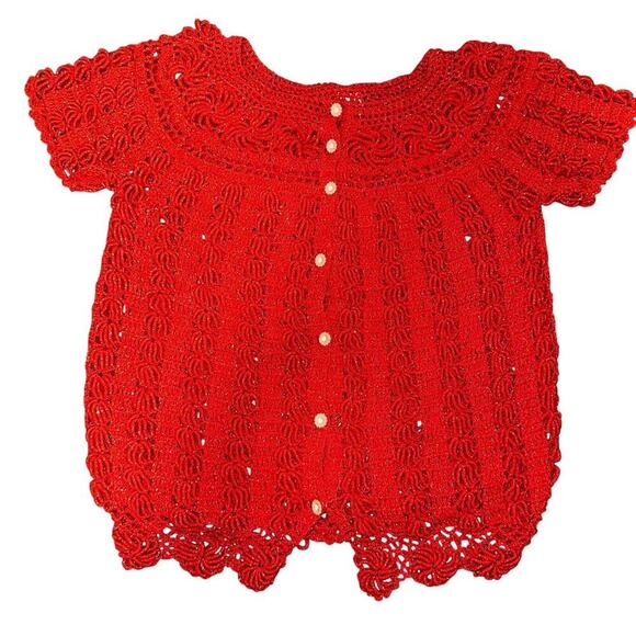 Title Unknown Tops - Handmade crochet burnt orange top